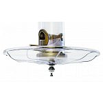 Decorative hardware. Unbreakable polycarbonate. Contents: polycarbonate swirl tray, metal bushing, decorative finial, spacer. Eliminates waste by capturing falling seed. For larger birds.