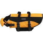 Fits dogs 20-50 lbs with a 22 -29 girth Features convenient top grab handle for easy rescue by hand or boat hook Bright color and reflectors for better visibility Fully adjustable chest and neck flaps plus quick release buckles Durable and comfortable ne