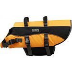 Fits dogs 40-70 lbs with a 26 -35 girth Features convenient top grab handle for easy rescue by hand or boat hook Bright color and reflectors for better visibility Fully adjustable chest and neck flaps plus quick release buckles Durable and comfortable ne