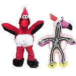 Soft and cuddly on the outside, while durable and strong. Internal knotted rope satisfies natural chewing instincts, and the reinforced plush body provides extra durability. Minimal amount of stuffing for minimal mess. Squeaks!