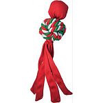 Feature a twist-knot, cotton ball of rope that cleans teeth while dogs play. The wubba signature nylon tails are still there, making the toy ideal for games of fetch The added squeaker on top will keep dogs coming back again and again.