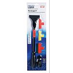 Ideal for cleaning scratched glass or acrylic. Rubberized handles and blade attachments made from strong abs plastic and stainless steel that will not rust. Plastic blade gently scrapes off most naturally-occuring algae without scratching the glass or acr