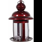 Holds up to 2 pounds of mixed seed 4 feeding ports Steel and plastic construction Top unscrews for filling and cleaning