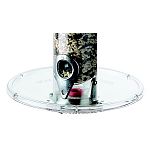 Fits all Droll Yankee tube feeders and many other brands, also. Attaches with threaded plug. Constructed of clear durable plastic. 7.5 in. diameter