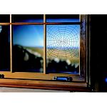 The Warning Web for Birds by Droll Yankees deters birds from flying into windows scientifically. This static cling decal mimics a sticky spider web, which is a dangerous hazard that birds try to avoid. Placed on a window, this decal has the same effect.