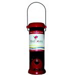 Bird Lovers Red Songbird Feeder For Sunflower Seed or Quality Mixes is a cute and cheerful feeder that makes a great starter feeder. It is constructed of durable plastic parts, metal bail wire and UV stabilized polycarbonate tube that prevents yellowing.