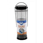 Stainless steel wire cage will not rust. Base and cap are metal to deter squirrels from chewing. Stainless steel bail wire. Durable color finish.