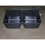 Two independent 1.75 in. quart sized compartments designed to administer feed supplements, mineral and vitamins. Permits free choice in feeding. Flanges on both top and bottom of feeder make for a sturdy installation. Available in black.