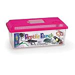 A favorite of both breeders and hobbyist alike, stackable Reptile Ranches™ are ideal as a retreat for various species of reptiles and small animals. All Reptile Ranch™ lids have hinged viewer/feeders, attachment holes and airline tubing holes.    Al