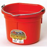 Little Giant 8 Quart Flat Back Plastic Bucket. Ideal for minature horses, goats or sheep. Its compact size makes it handy for everyday chores around the barn or at home. Ribs under the rim improves strength.