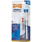 Specially formulated tartar control toothpaste with denta-c. Triple action toothbrush with a wrap-around design cleans in one easy motion. Rubber gum massagers clean gums and helps prevent periodontal disease. Ultra soft nylon bristles clean between teeth