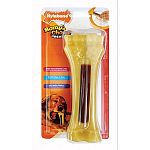 Made from tough, durable nylon for powerful chewers. Textured design provides added dental stimulation and chewing satisfaction. Snap in a nylabone treat bar for added treat time fun!