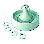 Can provide up to five patented free-falling water streams for multiple pet owning households. Fountain can be customized with the five interchangable spout rings included with each fountain. Utilizes the same filtering technology as all drinkwell fountai