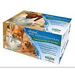 Utilizes the same patented free-falling stream of water which entices pets to drink more. A large charcoal filter removes bad tastes and odors leaving your pet with fresh tasting, filtered water. Holds over 2 gallons of water.