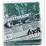 10x10 weave count, 9-10 mil Uv resistant top coating, weather resistand polyethylene coating Double-stitched or heat sealed hems Grommets on every corner and about every 3 feet around the hem Poly roping in hem all around Reinforced corners