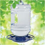 Unique water cooler shape allows your birds to have their own type of water cooler to gather around. Ergonomic handle enables easy filling and carrying. Constructed of durable plastic.