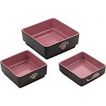 Trendy square design. Dark brown exterior with contrasting pink interior.