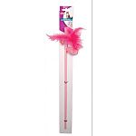 Light up plush toy on a 16 inch plastic wand. Toy lights up when tapped. Contains catnip.