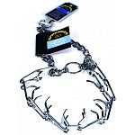 A safe and effective alternative to choker collars, it puts even pressure around the neck pinching the skin in a band Interlocking links, each link equipped with two blunt prongs Slips over dog s head for easy on, easy off Slightly beveled, polished prong