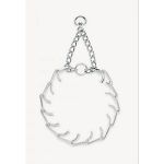 A safe and effective alternative to choker collars, it puts even pressure around the neck pinching the skin in a band Interlocking links, each link equipped with two blunt prongs Slips over dog s head for easy on, easy off Slightly beveled, polished prong