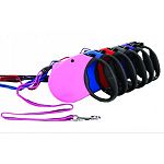 Nylon cord leash in a durable plastic case with a chrome snap hook. Ergonomic design offers maximum comfort while walking your pet. Retractable design gives your pet the feeling of freedom while on a leash. Patented breaking system allows you to keep your