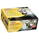 Consists of compact accent lights that are designed for use in or out of ponds. Pre-wired lights for easy installation. Automatically turns on and off. Includes safe, low-voltage transformer. Includes color lenses: red, blue, and amber. Includes three 10-