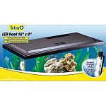 Energy efficient and produces a natural shimmering effect that mimics daylight under water. Low-profile hood with a sleek design. Hinged hood for easy access to tank.