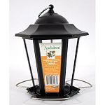 Metal construction. Easy to clean and fill. Seed feeder with fold-down perches for better access by large birds.