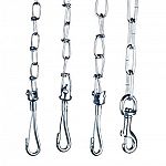 Insure pet safety while allowing complete freedom. These rust-proof chains are available in a variety of lengths and weights. Proper shade and water are also important when keeping a dog on a chain outside.