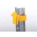 Fits 1.75 to 2.125 wide u posts. For poly tape up to 1.5 wide. U post insulator for polytape up to 1.5 wide. Yellow poly. Package of 25.