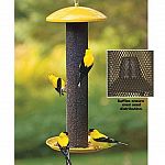 Featuring no/no high-quality metal construction and patented mesh feeding system. Stands 17.5 inches tall, trough base is 8.25 inch across. No assembly needed. Holds about 1.5 pound of black oil sunflower seed. Patented baffles help retain seed along enti
