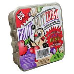 Give your backyard birds a fruity and nut treat with the Fruit and Nut Treat Suet Cake made by C and S. This great tasting treat provides wild birds with the food they need for more energy. Less waste and mess then other suet cakes and long lasting, too!