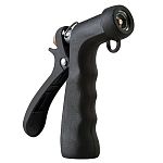 Features Melnor's Lifetime Warranty. This Aqua-gun is heavy-duty, insulated and has a poly-clad zinc body. For use with water tempertures up to 160°F (71°C). Solid Brass stem and spray adjustment knob for long product life.