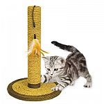 Scratcher post 19.5 inches. For claw and paw maintenance. Combines horizontal and vertical scratch surfaces.  Hand woven from all Natural materials and colored with vegetable dyes.   Shipped in a case of 2