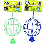 The Hay Ball with Bell is a fun and entertaining way to feed your small pet. Helps to eliminate waste and keeps hay from being soiled. May be clipped onto any cage. Size is 4 inches in diameter. Available in assorted colors.