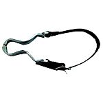 Equine cribbing strap fits all size horses. Nylon and aluminum. The strong neck piece hinges to apply the right pressure on the neck when the horse cribs. Used to help restrict an animal. The strap does not hurt the horse.