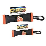 A unique, virtually indestructible chew toy that encourages chewing and helps massage teeth and gums.  Crunch & Crackle dog tug is now offered in a tug version; two sizes available.  Will keep dogs entertained for hours
