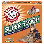 Super scoop cat litter is a freshly scented litter with no crumbling. Clumps hard and fast to lock in odors on contact no matter how many cats you have. You ll love the outstanding odor control and convenience of arm hammer super scoop litter.