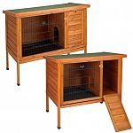 Quality premium plus rabbit hutch with a Hop Way door so your pet can come and go. Can be used for rabbits, guinea pigs and ferrets. Designed to assemble in minutes using only a screwdriver. Has asphalt shingle roofing & waterproof non-toxic stain.