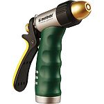 The Titanium Series Rear-Trigger Adjustable Brass Tip AquaGun is great for watering in any garden. The brass tip adjusts from fine spray to jet stream for a variety of watering needs. Made of heavy-duty metal construction for durability.