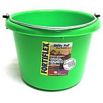 Perfect space saver bucket for farm and home use. Exceptionally lightweight, under 1 lb. Features a low wide shape with an extra wide top, making it ideal for calf feeding. Resists cold weather / Fortex strong / 8 quarts / Great colors.