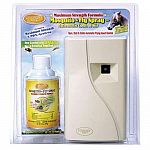This kit contains Pyrethrin and provides automatic 24-Hour flying insect control. It kills and repels flies, gnats and mosquitoes. Dispenses every 15 minutes and is EPA Registered and USDA Rated. 5-Year dispenser warranty.
