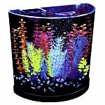 Distinctive shape and a great way to illuminate your glofish. Includes a half moon, seamless plastic aquarium and canopy, whisper internal filtration, and a small size filter cartridge. Also includes air pump, airline tubing, adjustable connection valves,