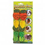 The Small Assorted Veggie Chews are three small pieces of wood that contain USDA approved, vegetable based food coloring that your small animal may chew on to help fight boredom. Keeps their teeth trim and clean. May be given to small animals.