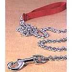 By Hamilton. Durable Chain leads with comfortable nylon handles. Choose from fine to x-heavy depending on the size of your dog. Length is 4 feet for all models.