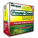 Safe-Guard Power-Dose Parasite Critical Care Kit for Horses. Each kit contains 5 tubes of 57 gram Safe-Guard paste, rotational deworming barn chart, guide to encysted small strongyles and rotational deworming manual.