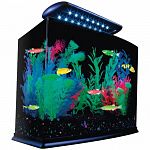 Features blue led s that enhance the glofish colors. Includes a seamless 3 gallon aquarium, light with 16 blue led s, clear cover, black base frame, tetra internal filter. . . Also includes tetra medium filter cartridge, tetracare registration and usage i