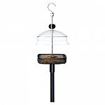 The Mealworm Wild Bird Feeder has a movable clear dome that is perfect for monitoring the size of the bird that you want to use the feeder. Dome covers over the seed and meal worms. Use with seed or meal worms. Dome is made of durable polycarbonate.