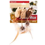 The chase in on with this trio of furry, feathered mice designed to meet your cats instinctual need to hunt. Petite and pounce-worthy, each mouse in the trio measures approximately 1