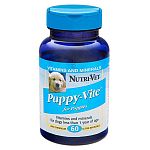Puppy-Tab Liver Chewables Vitamin and Mineral Supplement made by Nutri-Vet for puppies are formulated to help your puppy grow and develop into a healthy adult dog. Sold in a bottle of 60 tablets.